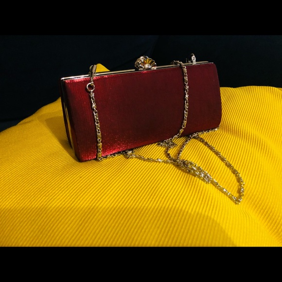 Jendi Satin Burgundy Red Evening Clutch/Bag ~ NEW - Picture 6 of 10